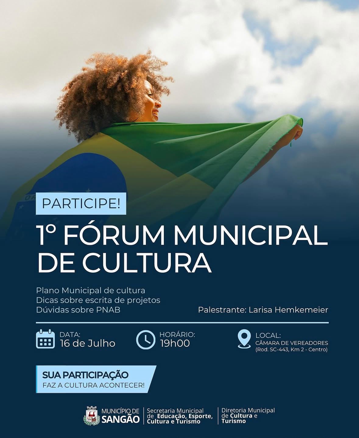 Sangão realiza 1º Fórum Municipal de Cultura nesta quinta-feira